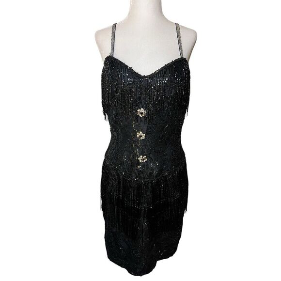 Lillie Rubin Dresses & Skirts - Vintage- LILLIE RUBIN After Five Size 10 Beaded Black Evening Party Dance Dress‎